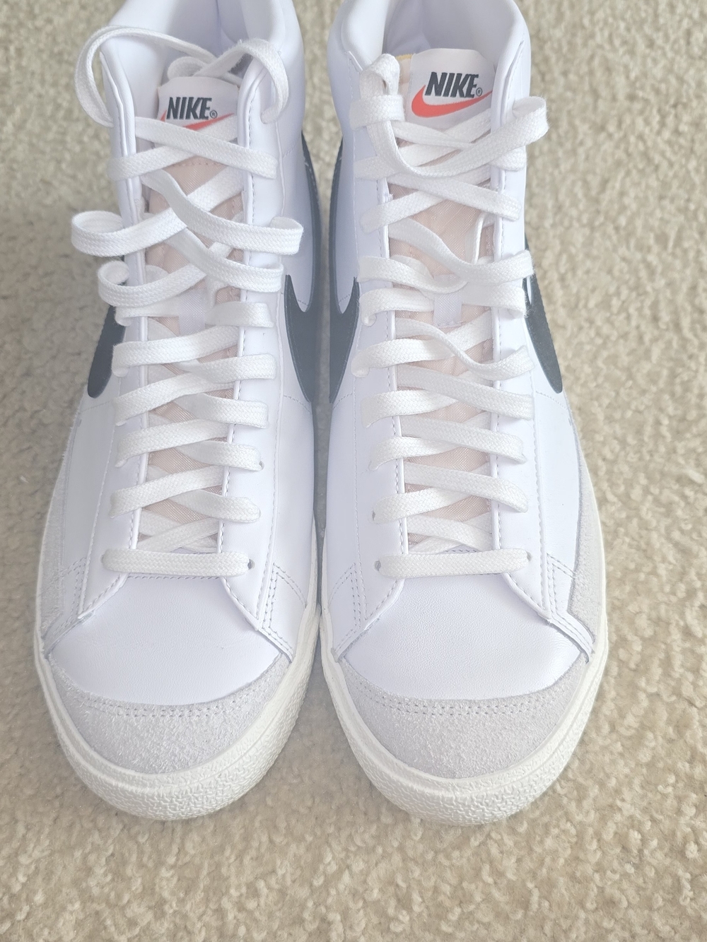 Nike Men’s White with Black Swoosh High-Top Sneakers